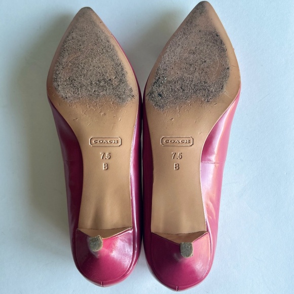 Coach Pink Patent Leather Bow Point Toe Heels size 7.5 - Picture 9 of 12